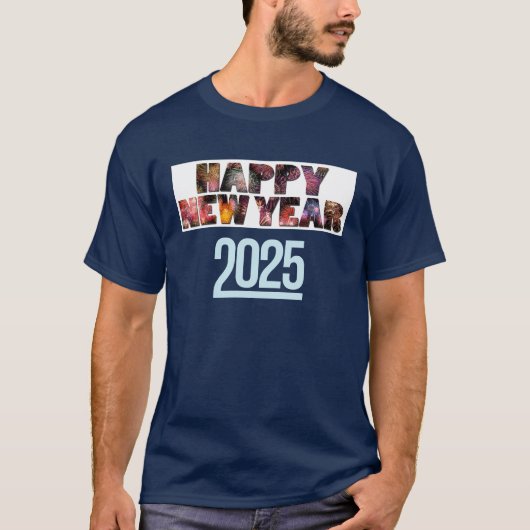 「フェスティバル花火ハッピーニューイヤー2025 Tシャツ (正面)