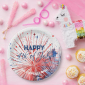 フェスティバル花火ハッピー4thの7月のカスタム文字 ペーパープレート (パーティー)