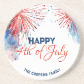 フェスティバル花火ハッピー7月4日名前をカスタムする コースター (正面)