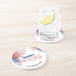 フェスティバル花火ハッピー7月4日名前をカスタムする コースター