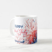 フェスティバル花火ハッピー7月4日名前をカスタムする コーヒーマグカップ (正面左)