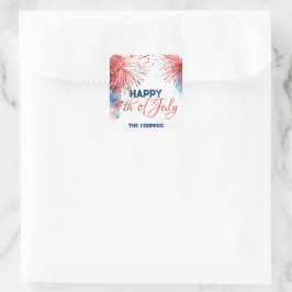 フェスティバル花火ハッピー7月4日名前をカスタムする スクエアシール