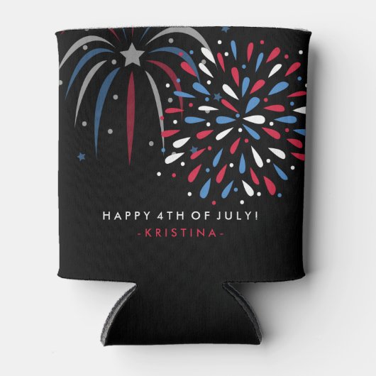 フェスティバル花火7月4日パーソナライズされた 缶クーラー (正面)
