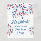 フェスティバル花火7月4日パーティの招待状 ポストカード (正面)
