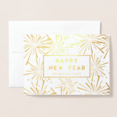 フェスティバル花火 |ハッピーニューイヤーの写真金ゴールド 箔カード (封筒付き正面)