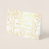 フェスティバル花火 |ハッピーニューイヤーの写真金ゴールド 箔カード (正面)