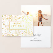 フェスティバル花火 |ハッピーニューイヤーの写真金ゴールド 箔カード (ディスプレー)