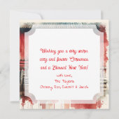 フェスティバル茶色の馬と冬の納屋のクリスマス カード (裏面)