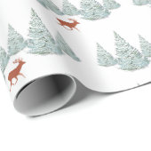 フェスティバル茶色の鹿の雪の下のトウヒ白 ラッピングペーパー (ロールコーナー)