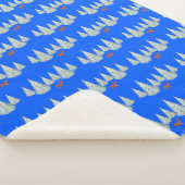 フェスティバル茶色の鹿の雪トウヒの木の下ブルー シェルパブランケット (3/4)