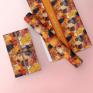 フェスティバル葉インプリンフェイクト効果名前をカスタムする ラッピングペーパーシート