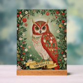 フェスティバル葉フクロウパーソナライズされた アクリルサイン (ニュートラル)