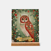 フェスティバル葉フクロウパーソナライズされた アクリルサイン (正面)