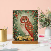 フェスティバル葉フクロウパーソナライズされた アクリルサイン (ウェディング)