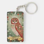 フェスティバル葉フクロウパーソナライズされた キーホルダー (裏面)