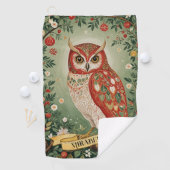 フェスティバル葉フクロウパーソナライズされた ゴルフタオル (インサイチュ)