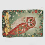 フェスティバル葉フクロウパーソナライズされた ゴルフタオル (横)