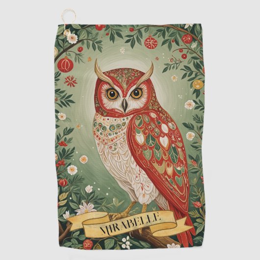 フェスティバル葉フクロウパーソナライズされた ゴルフタオル (正面)