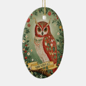 フェスティバル葉フクロウパーソナライズされた セラミックオーナメント (右)