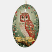フェスティバル葉フクロウパーソナライズされた セラミックオーナメント (左)
