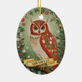 フェスティバル葉フクロウパーソナライズされた セラミックオーナメント (裏面)