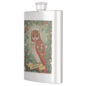 フェスティバル葉フクロウパーソナライズされた フラスク (左)