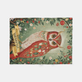 フェスティバル葉フクロウパーソナライズされた フリースブランケット (正面(横))