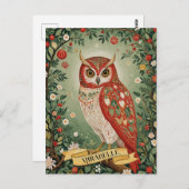 フェスティバル葉フクロウパーソナライズされた ポストカード (正面/裏面)
