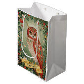 フェスティバル葉フクロウパーソナライズされた ミディアムペーパーバッグ (正面アングル)