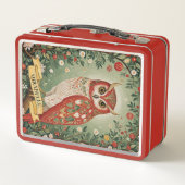フェスティバル葉フクロウパーソナライズされた メタルランチボックス (裏面)