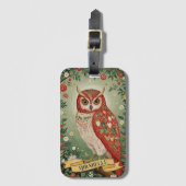 フェスティバル葉フクロウパーソナライズされた ラゲッジタグ (正面縦)