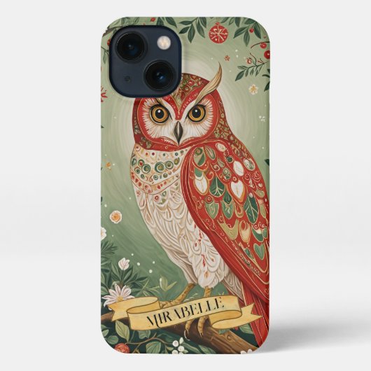 フェスティバル葉フクロウパーソナライズされた iPhoneケース (裏面)