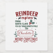 フェスティバル表現のトナカイ挨拶 ワインラベル (シングルラベル)