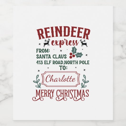 フェスティバル表現のトナカイ挨拶 ワインラベル (シングルラベル)