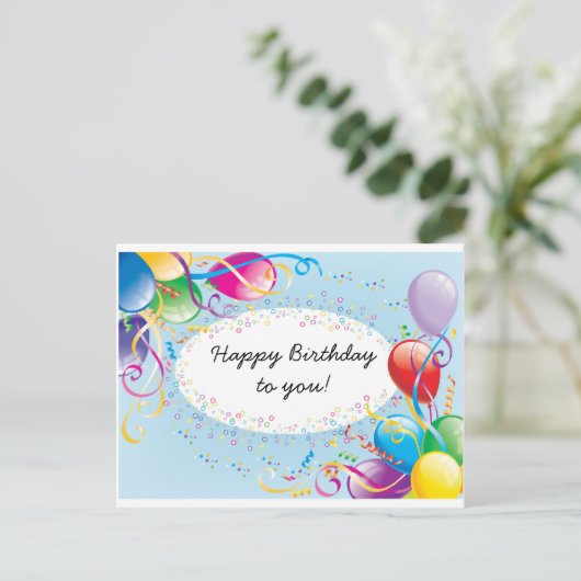 フェスティバル誕生日の挨拶はがき ポストカード (スタンド正面)