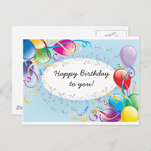 フェスティバル誕生日の挨拶はがき ポストカード (正面/裏面)