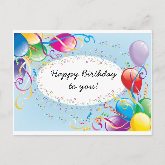 フェスティバル誕生日の挨拶はがき ポストカード (正面)