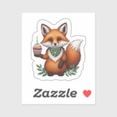 フェスティバル誕生日キツネとカップケーキ シール (シート)