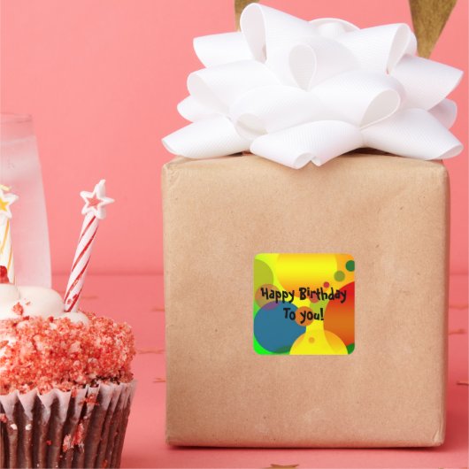 フェスティバル誕生日シールデザイン スクエアシール (パーティー)