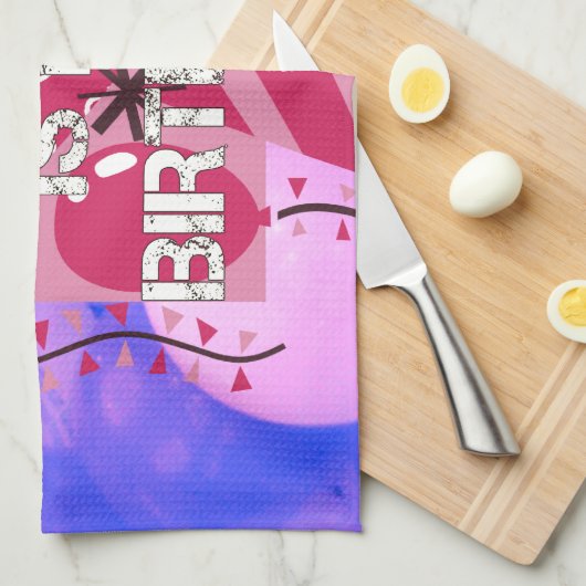 フェスティバル誕生日デザイン:今日は私の誕生日 キッチンタオル (四つ折り)