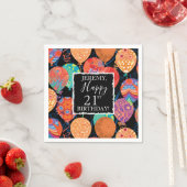 フェスティバル誕生日バルーン名前と年齢の追加 スタンダードカクテルナプキン (インサイチュ)