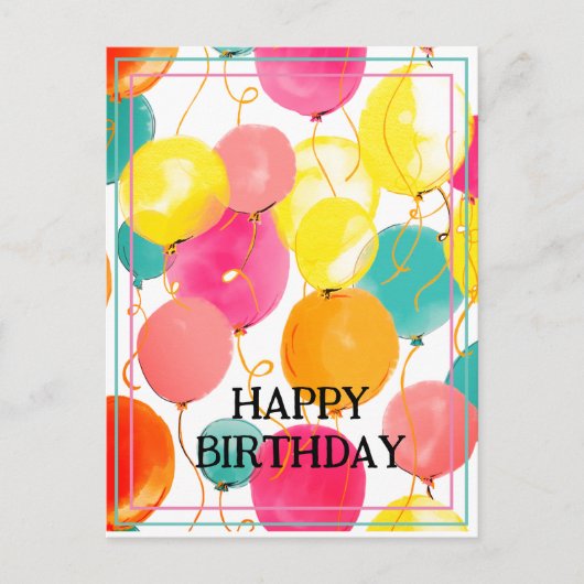 フェスティバル誕生日バルーン葉書 ポストカード (正面)