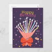 フェスティバル誕生日ブーケキャンドルお祝い シーズンポストカード (正面/裏面)