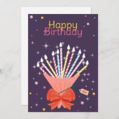 フェスティバル誕生日ブーケキャンドルお祝い 案内状 (正面/裏面)