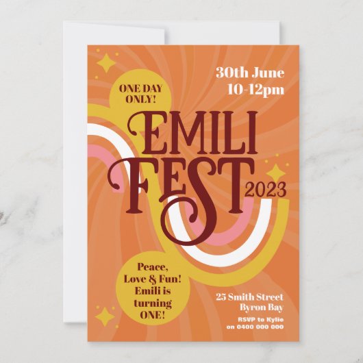 フェスティバル誕生日ボホグルーヴィー 招待状 (正面)