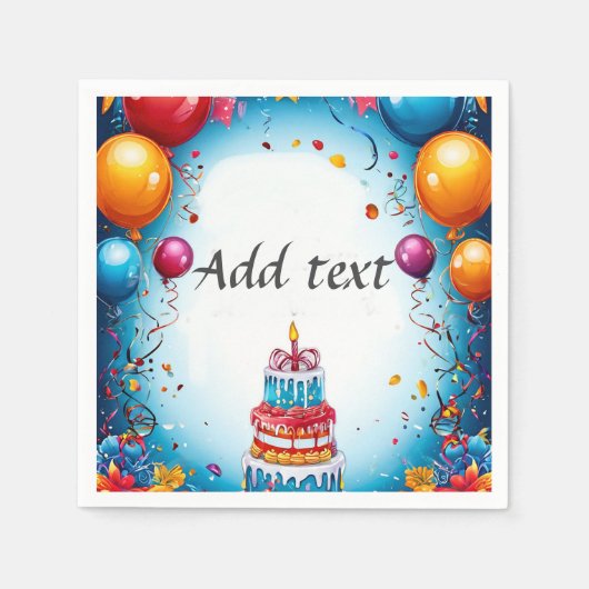 フェスティバル誕生祝いとバルーン スタンダードカクテルナプキン (正面)