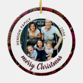 フェスティバル赤いシェイプ家族の写真メリークリスマス セラミックオーナメント (裏面)
