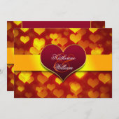 フェスティバル赤いハート婚約パーティ招待状 招待状 (正面/裏面)