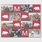 フェスティバル赤い冬のクマ写真コラージュのクリスマス ラッピングペーパー (フラット)