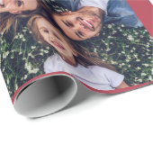 フェスティバル赤い冬のクマ写真コラージュのクリスマス ラッピングペーパー (ロールコーナー)